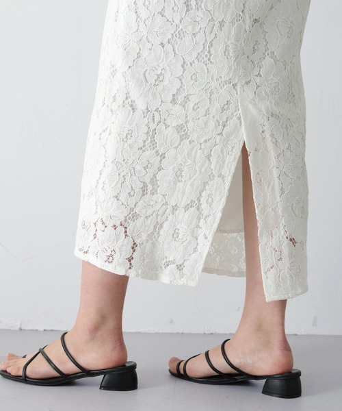 HER CLOSET（ハークローゼット）の「【twenty three】ケミカルレースナロータイトスカート（スカート・レディース・オフホワイト/ブルー/ピンクベージュ・FREE）」の8枚目の写真