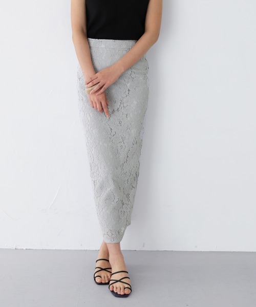 HER CLOSET（ハークローゼット）の「【twenty three】ケミカルレースナロータイトスカート（スカート・レディース・オフホワイト/ブルー/ピンクベージュ・FREE）」の14枚目の写真