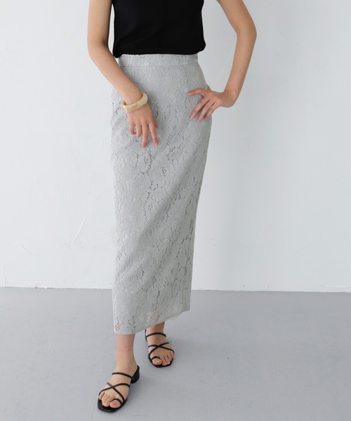 HER CLOSET（ハークローゼット）の「【twenty three】ケミカルレースナロータイトスカート（スカート・レディース・オフホワイト/ブルー/ピンクベージュ・FREE）」の15枚目の写真