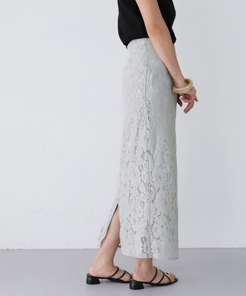 HER CLOSET（ハークローゼット）の「【twenty three】ケミカルレースナロータイトスカート（スカート・レディース・オフホワイト/ブルー/ピンクベージュ・FREE）」の16枚目の写真