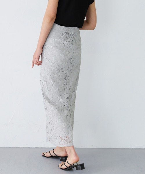 HER CLOSET（ハークローゼット）の「【twenty three】ケミカルレースナロータイトスカート（スカート・レディース・オフホワイト/ブルー/ピンクベージュ・FREE）」の17枚目の写真