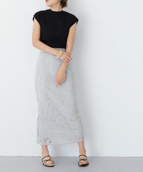 HER CLOSET（ハークローゼット）の「【twenty three】ケミカルレースナロータイトスカート（スカート・レディース・オフホワイト/ブルー/ピンクベージュ・FREE）」の20枚目の写真