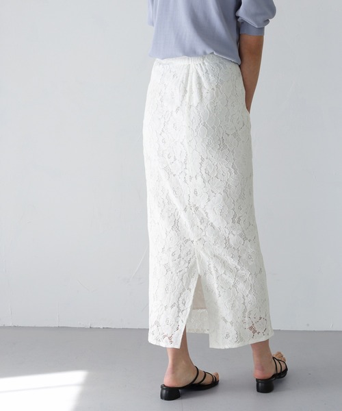 HER CLOSET（ハークローゼット）の「【twenty three】ケミカルレースナロータイトスカート（スカート・レディース・オフホワイト/ブルー/ピンクベージュ・FREE）」の7枚目の写真