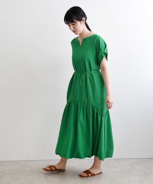 LHELBIE(レルビエ)の「リネンライクバルーンワンピース(ワンピース・レディース・ブラック/ベージュ/グリーン・M)」の8枚目の写真