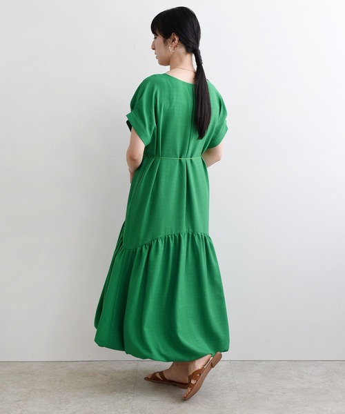 LHELBIE(レルビエ)の「リネンライクバルーンワンピース(ワンピース・レディース・ブラック/ベージュ/グリーン・M)」の4枚目の写真