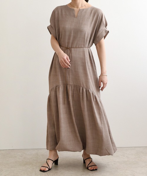 LHELBIE(レルビエ)の「リネンライクバルーンワンピース(ワンピース・レディース・ブラック/ベージュ/グリーン・M)」の13枚目の写真