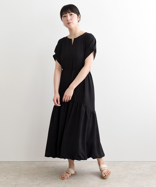 LHELBIE(レルビエ)の「リネンライクバルーンワンピース(ワンピース・レディース・ブラック/ベージュ/グリーン・M)」の6枚目の写真