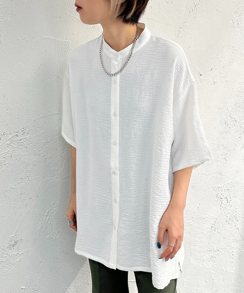 apres jour mignon(アプレジュールミニョン)の「バンドカラーシャツ【ZOZOTOWN限定アイテム】(シャツ/ブラウス・レディース・オフホワイト/ブラック/ピンク/ブルー系その他2・X-LARGE/フリー)」の7枚目の写真