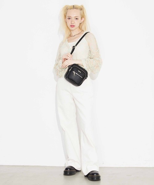 X-girl（エックスガール）の「FAUX LEATHER SHOULDER MINI BAG（ショルダーバッグ・レディース・ブラック/ライトグリーン・ONE SIZE）」の4枚目の写真