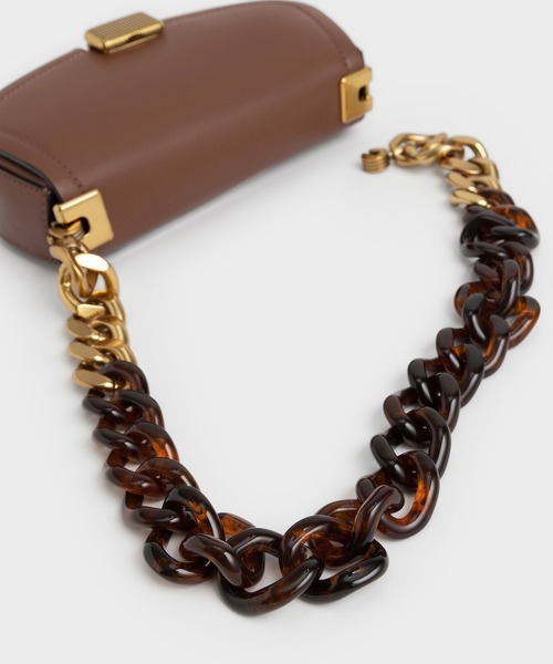 CHARLES & KEITH(チャールズ & キース)の「ソネット ツートーンチェーンハンドルショルダーバッグ / Sonnet Two-Tone Chain Handle Shoulder Bag(ショルダーバッグ・レディース・フューシャピンク/チョコ/ライム/ブルー系その他5/ブラック・S)」の13枚目の写真