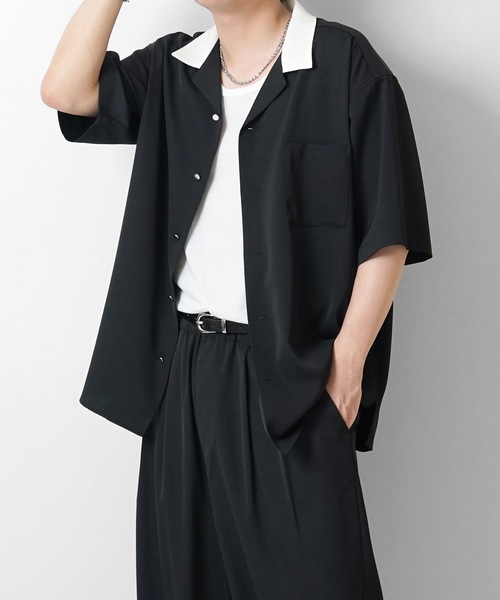 Confirm(コンファーム)の「イージーケア ビッグシルエット リラックスオープンカラー半袖シャツ【Confirm】(シャツ/ブラウス・メンズ・イエロー/チャコールグレー/ナチュラル/ブルー/グリーン/ブラック/ライトグレー/グレイッシュベージュ/ブルーグリーン/ブラック系その他/ホワイト/コーラル/ミント/ベージュ/サックスブルー・L/M)」の3枚目の写真