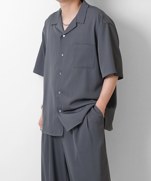 Confirm(コンファーム)の「イージーケア ビッグシルエット リラックスオープンカラー半袖シャツ【Confirm】(シャツ/ブラウス・メンズ・イエロー/チャコールグレー/ナチュラル/ブルー/グリーン/ブラック/ライトグレー/グレイッシュベージュ/ブルーグリーン/ブラック系その他/ホワイト/コーラル/ミント/ベージュ/サックスブルー・L/M)」の18枚目の写真