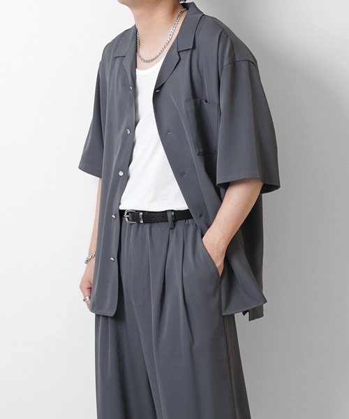 Confirm(コンファーム)の「イージーケア ビッグシルエット リラックスオープンカラー半袖シャツ【Confirm】(シャツ/ブラウス・メンズ・イエロー/チャコールグレー/ナチュラル/ブルー/グリーン/ブラック/ライトグレー/グレイッシュベージュ/ブルーグリーン/ブラック系その他/ホワイト/コーラル/ミント/ベージュ/サックスブルー・L/M)」の20枚目の写真