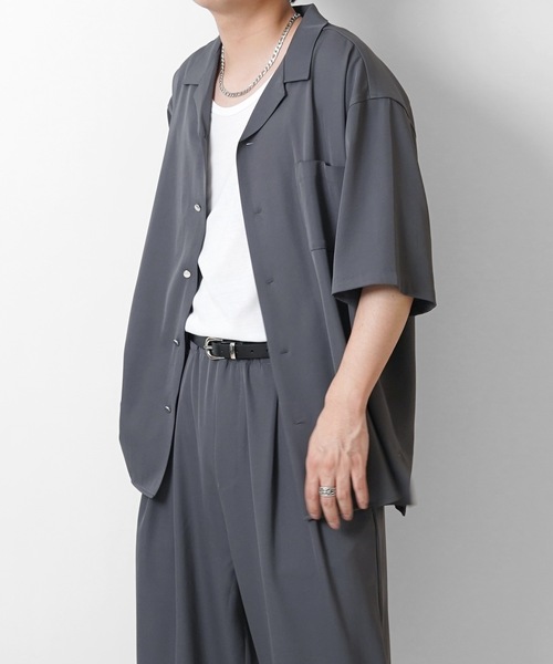 Confirm(コンファーム)の「イージーケア ビッグシルエット リラックスオープンカラー半袖シャツ【Confirm】(シャツ/ブラウス・メンズ・イエロー/チャコールグレー/ナチュラル/ブルー/グリーン/ブラック/ライトグレー/グレイッシュベージュ/ブルーグリーン/ブラック系その他/ホワイト/コーラル/ミント/ベージュ/サックスブルー・L/M)」の21枚目の写真