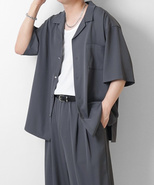 Confirm(コンファーム)の「イージーケア ビッグシルエット リラックスオープンカラー半袖シャツ【Confirm】(シャツ/ブラウス・メンズ・イエロー/チャコールグレー/ナチュラル/ブルー/グリーン/ブラック/ライトグレー/グレイッシュベージュ/ブルーグリーン/ブラック系その他/ホワイト/コーラル/ミント/ベージュ/サックスブルー・L/M)」の22枚目の写真