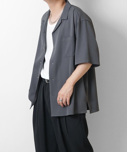 Confirm(コンファーム)の「イージーケア ビッグシルエット リラックスオープンカラー半袖シャツ【Confirm】(シャツ/ブラウス・メンズ・イエロー/チャコールグレー/ナチュラル/ブルー/グリーン/ブラック/ライトグレー/グレイッシュベージュ/ブルーグリーン/ブラック系その他/ホワイト/コーラル/ミント/ベージュ/サックスブルー・L/M)」の16枚目の写真