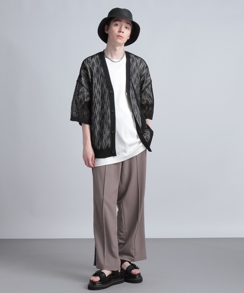 HARE（ハレ）の「モチーフスカシアミカーディガン(HARE)（カーディガン/ボレロ・メンズ・ブラック/グレー/グリーン・FREE）」の4枚目の写真