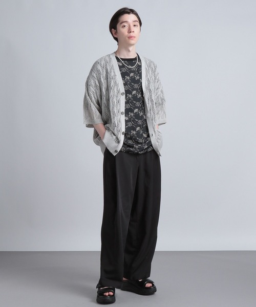 HARE（ハレ）の「モチーフスカシアミカーディガン(HARE)（カーディガン/ボレロ・メンズ・ブラック/グレー/グリーン・FREE）」の6枚目の写真