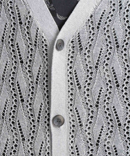 HARE（ハレ）の「モチーフスカシアミカーディガン(HARE)（カーディガン/ボレロ・メンズ・ブラック/グレー/グリーン・FREE）」の14枚目の写真