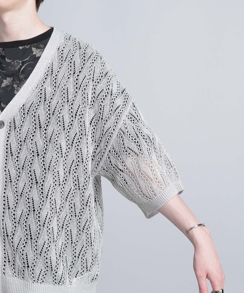 HARE（ハレ）の「モチーフスカシアミカーディガン(HARE)（カーディガン/ボレロ・メンズ・ブラック/グレー/グリーン・FREE）」の15枚目の写真