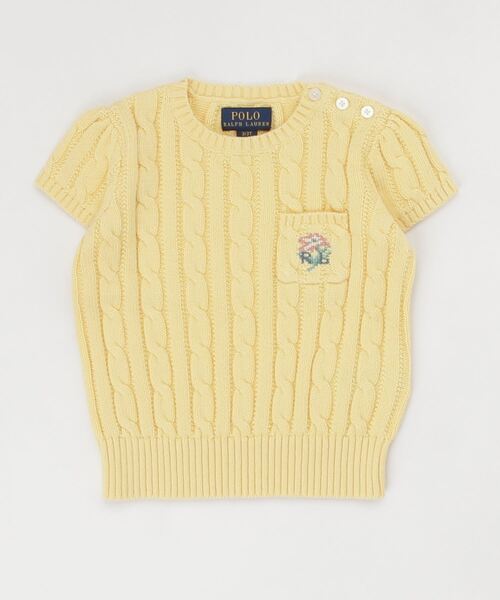 コットンケーブルショートスリーブセーター ケーブルニット コットン ショートスリーブ セーター