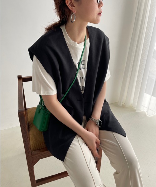 LOWRYS FARM（ローリーズファーム）の「バスケットキノウベスト２　288383（ベスト・レディース・アイボリー/ブラック/ブラウン・FREE）」の2枚目の写真