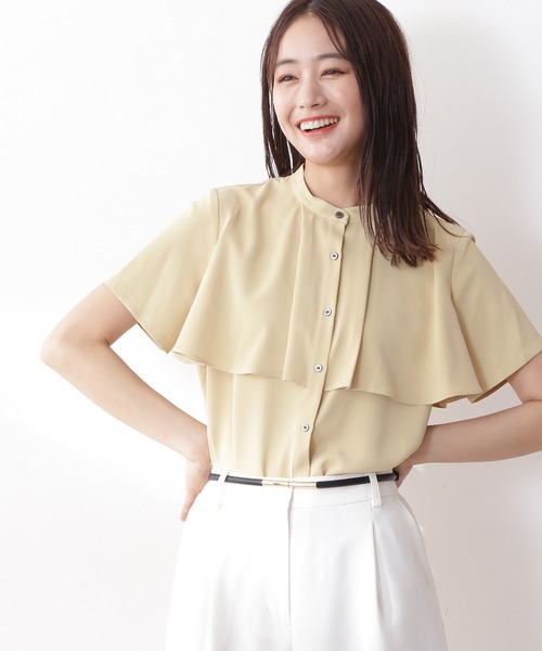 N.(N. Natural Beauty Basic)(エヌエヌナチュラルビューティーベーシック)の「【追加生産】【WEB限定】◆ケープディティールブラウス(シャツ/ブラウス・レディース・ブラック/イエロー/ミント/ナチュラル・MEDIUM)」の4枚目の写真