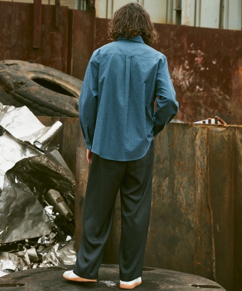 CASPER JOHN（キャスパージョン）の「Oxford stripe shirts/オックスフォードストライプシャツ（シャツ/ブラウス・メンズ・グレー/オリーブ/イエロー/ブルー/グリーン・SMALL/MEDIUM/LARGE）」の22枚目の写真