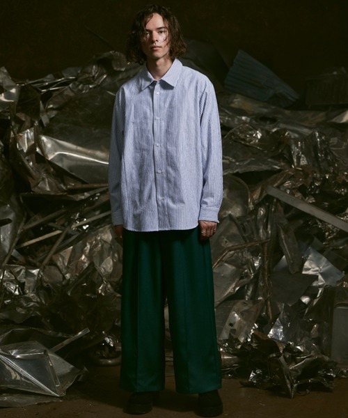 CASPER JOHN（キャスパージョン）の「Oxford stripe shirts/オックスフォードストライプシャツ（シャツ/ブラウス・メンズ・グレー/オリーブ/イエロー/ブルー/グリーン・SMALL/MEDIUM/LARGE）」の13枚目の写真