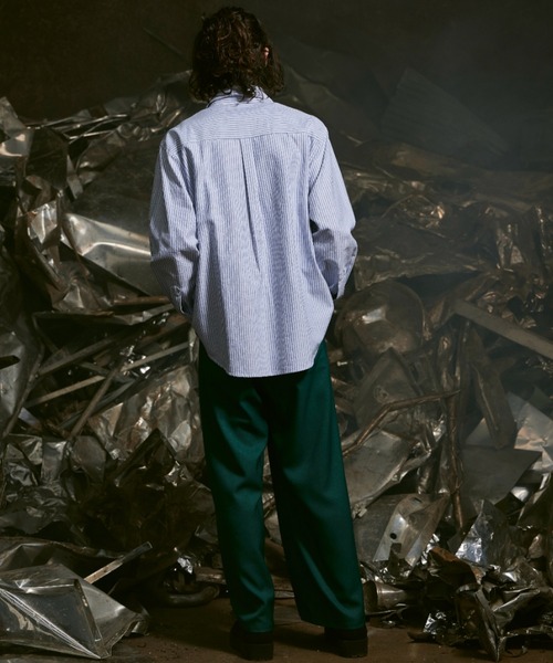 CASPER JOHN（キャスパージョン）の「Oxford stripe shirts/オックスフォードストライプシャツ（シャツ/ブラウス・メンズ・グレー/オリーブ/イエロー/ブルー/グリーン・SMALL/MEDIUM/LARGE）」の14枚目の写真