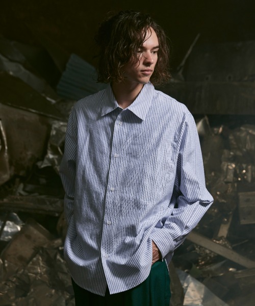 CASPER JOHN（キャスパージョン）の「Oxford stripe shirts/オックスフォードストライプシャツ（シャツ/ブラウス・メンズ・グレー/オリーブ/イエロー/ブルー/グリーン・SMALL/MEDIUM/LARGE）」の17枚目の写真