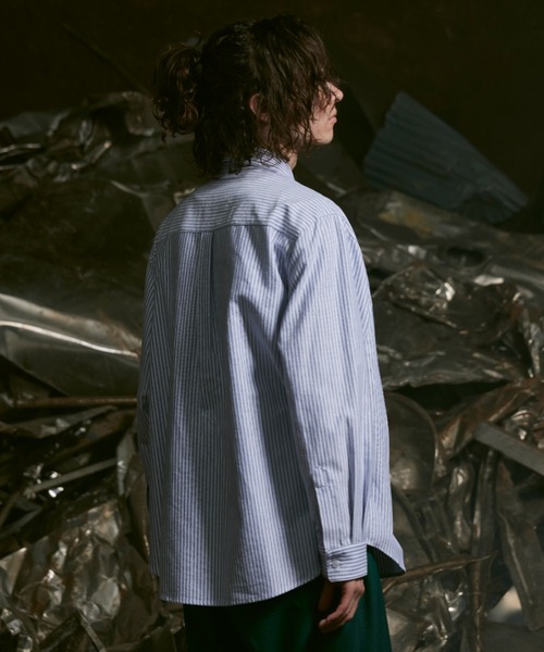 CASPER JOHN（キャスパージョン）の「Oxford stripe shirts/オックスフォードストライプシャツ（シャツ/ブラウス・メンズ・グレー/オリーブ/イエロー/ブルー/グリーン・SMALL/MEDIUM/LARGE）」の18枚目の写真