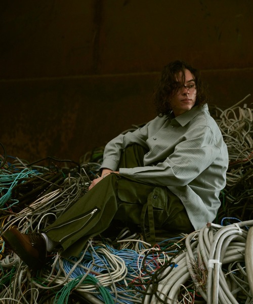 CASPER JOHN（キャスパージョン）の「Oxford stripe shirts/オックスフォードストライプシャツ（シャツ/ブラウス・メンズ・グレー/オリーブ/イエロー/ブルー/グリーン・SMALL/MEDIUM/LARGE）」の11枚目の写真