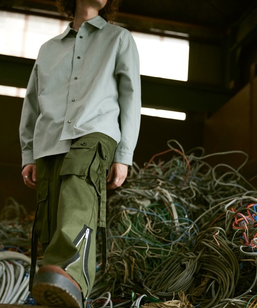 CASPER JOHN（キャスパージョン）の「Oxford stripe shirts/オックスフォードストライプシャツ（シャツ/ブラウス・メンズ・グレー/オリーブ/イエロー/ブルー/グリーン・SMALL/MEDIUM/LARGE）」の12枚目の写真