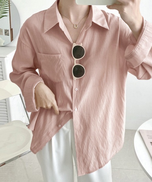 パステルカラーリネン風シャツ（シャツ/ブラウス）｜Doux Belle