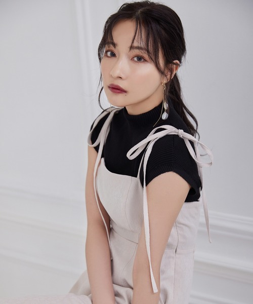 ANDGEEBEE（アンジービー）の「ジャガードリボンロンパース（ワンピース・レディース・ベージュ/ブラック・MEDIUM）」の14枚目の写真