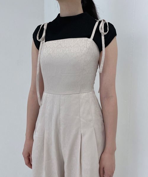 ANDGEEBEE（アンジービー）の「ジャガードリボンロンパース（ワンピース・レディース・ベージュ/ブラック・MEDIUM）」の17枚目の写真