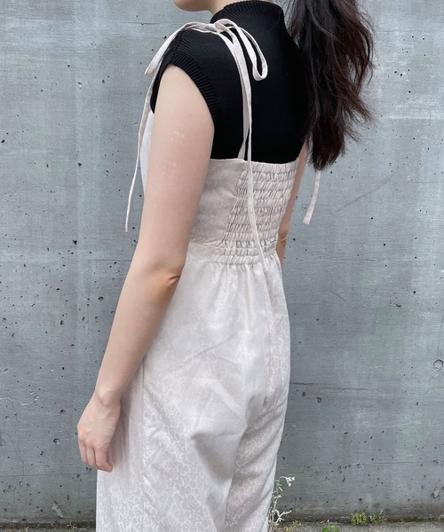 ANDGEEBEE（アンジービー）の「ジャガードリボンロンパース（ワンピース・レディース・ベージュ/ブラック・MEDIUM）」の19枚目の写真