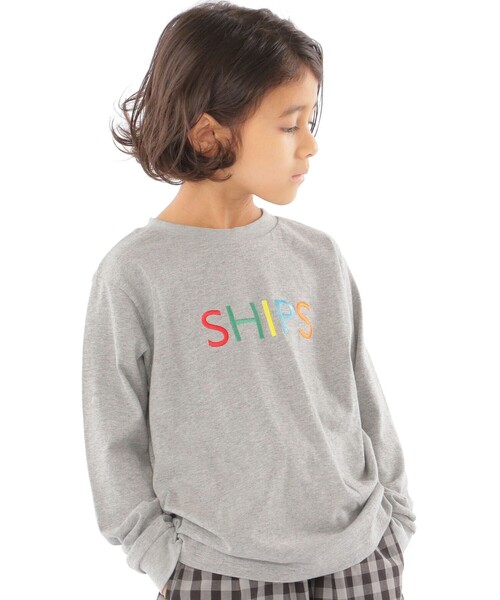 SHIPS（シップス）の「SHIPS KIDS:100～130cm / SHIPS ロゴ 長袖 TEE（Tシャツ/カットソー・キッズ・グレー/ラベンダー/ネイビー・100/120/130/110）」の2枚目の写真
