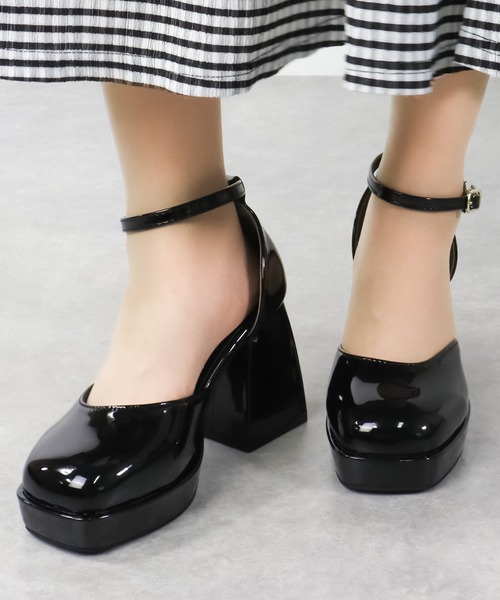 LOVEHUNTER(ラブハンター)の「LOVEHUNTER /厚底 セパレートパンプス レディース 9.5cm チャンキーヒール アンクルストラップ プラットフォーム 美脚 モード バレエコア (1580)(パンプス・レディース・ホワイト/ブラック/ブラック系その他/アイボリー/シルバー・S/M/L/LL)」の4枚目の写真
