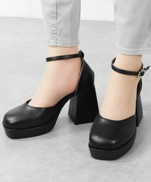 LOVEHUNTER /厚底 セパレートパンプス レディース 9.5cm チャンキーヒール アンクルストラップ プラットフォーム 美脚 モード バレエコア (1580)
