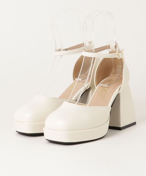 LOVEHUNTER(ラブハンター)の「LOVEHUNTER /厚底 セパレートパンプス レディース 9.5cm チャンキーヒール アンクルストラップ プラットフォーム 美脚 モード バレエコア (1580)(パンプス・レディース・ホワイト/ブラック/ブラック系その他/アイボリー/シルバー・S/M/L/LL)」の17枚目の写真