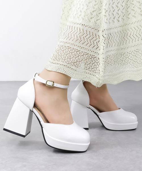 LOVEHUNTER(ラブハンター)の「LOVEHUNTER /厚底 セパレートパンプス レディース 9.5cm チャンキーヒール アンクルストラップ プラットフォーム 美脚 モード バレエコア (1580)(パンプス・レディース・ホワイト/ブラック/ブラック系その他/アイボリー/シルバー・S/M/L/LL)」の8枚目の写真