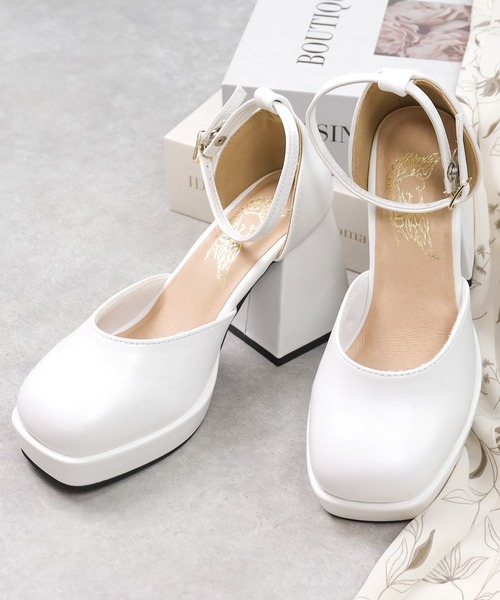 LOVEHUNTER(ラブハンター)の「LOVEHUNTER /厚底 セパレートパンプス レディース 9.5cm チャンキーヒール アンクルストラップ プラットフォーム 美脚 モード バレエコア (1580)(パンプス・レディース・ホワイト/ブラック/ブラック系その他/アイボリー/シルバー・S/M/L/LL)」の14枚目の写真