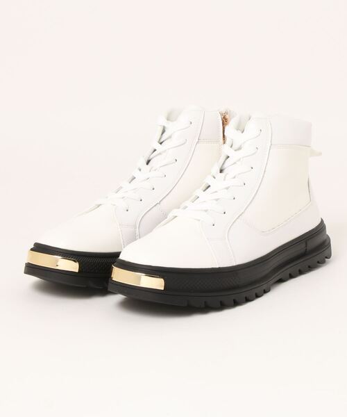 semantic design(セマンティックデザイン)の「セマンティックデザイン/semantic design メタルプレート ハイカットスニーカー(スニーカー・メンズ・ホワイト/ブラック・LARGE/MEDIUM)」の1枚目の写真