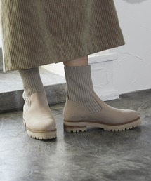 【サスティナブルシリーズ】ラウンドトウリブニットブーツ