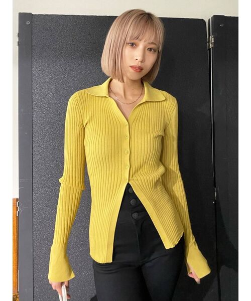 EMODA（エモダ）の「オープンカラーフィットニット（カーディガン/ボレロ・レディース・ブラック/イエロー/ブルー/その他・FREE）」の3枚目の写真
