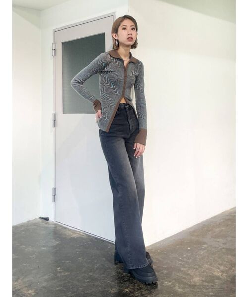 EMODA（エモダ）の「オープンカラーフィットニット（カーディガン/ボレロ・レディース・ブラック/イエロー/ブルー/その他・FREE）」の6枚目の写真