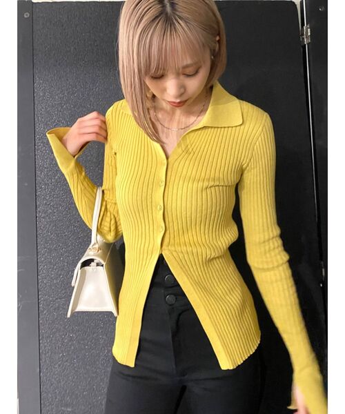 EMODA（エモダ）の「オープンカラーフィットニット（カーディガン/ボレロ・レディース・ブラック/イエロー/ブルー/その他・FREE）」の8枚目の写真