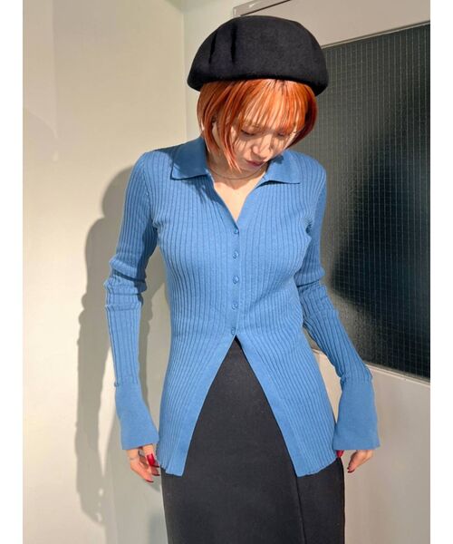 EMODA（エモダ）の「オープンカラーフィットニット（カーディガン/ボレロ・レディース・ブラック/イエロー/ブルー/その他・FREE）」の10枚目の写真